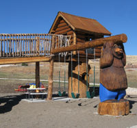 Playgrounds with Carved Wood Bears & Playhouse